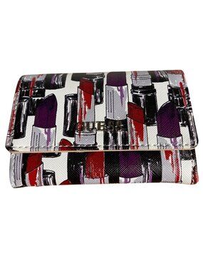 Guess Ladies Lipstick Print Key Holder Card Case Wallet